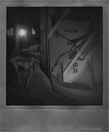 Basil effrayé dans un miroir avec un fond montrant l'exterieur